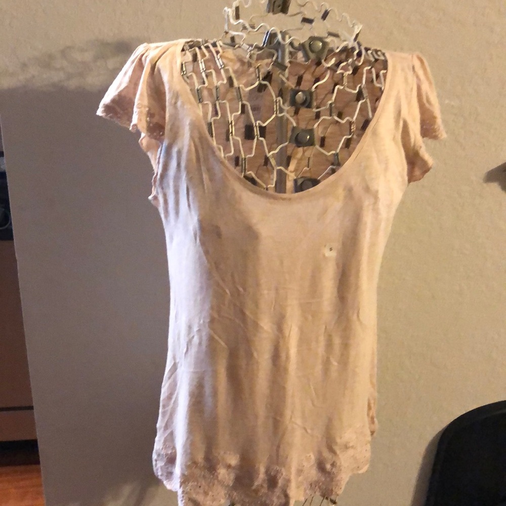 💐NWT LOFT cotton top with embroidery sleeves💐